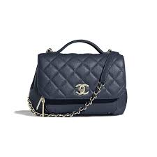 Grained Calfskin Gold Tone Metal Navy Blue Flap Bag With Top Handle Chanel Borsa Zaino Borse