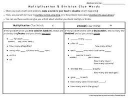 Multiplication And Division Word Problems Clue Words Student Anchor Chart