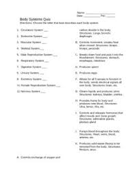 Body Systems Matching Quiz 11 Questions Total Body Systems Middle School Science Resources Science Teaching Resources