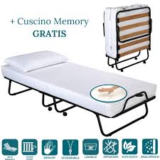 Ideale x casa studenti lettino singolo colore in bianco in ferro + comodino in legno + rete ortopedica dogata + materasso in lattice poliform.vedo solo in. Letto Brandina Pieghevole 4 Ruote Materasso Memory 12cm 80x190 Cuscino Omaggio Ebay