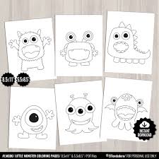 Printable Little Monster Coloring Pages Kids Party Games Etsy Monster Coloring Pages Kids Party Games Monster Baby Showers