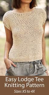 You will knit the stitches in between. Knitting Pattern For Easy Lodge Tee Top Sizes Xs To 4x Summer Knitting Patterns Knit Top Patterns Knitting Patterns Uk