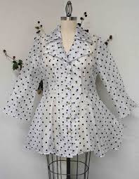 Black And White Polka Dot Blouses For Womens Plus Size Polka Dot Blouse In Organza By Dare2bstylish On Etsy Clothes For Women Black And White Blouse Polka Dot Blouse