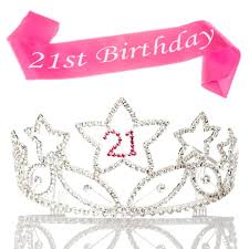 21st Birthday Crown And Sash 21st Birthday Tiara And Sash 21 Rhinestone Silver And Pink Crown Accessories Bundle Set Birthday 21st Birthday 21st Birthday Party Supplies