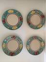4 Lamas Pottery Ceramic Flowers Plate 8' Hand Painted Made in ...