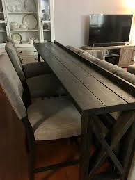This Sofa Back Bar Table Is A Classy And Smart Way To Add Extra Seating And Dining For Your Guests Even In A Diy Home Decor Projects Diy Sofa Table Home Decor