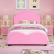 Dexter stripe pink king size duvet quilt cover set with pillowcase. Costway Kids Children Pu Upholstered Platform Wooden Princess Bed Bedroom Furniture Pink Walmart Com Pink Bedroom Furniture Toddler Platform Bed Pink Kids Bedrooms