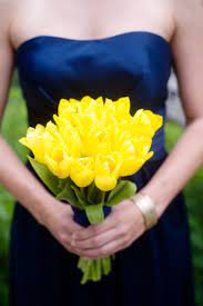 Bridesmaid Bouquet Blue Dress Yellow Bridesmaid Bouquets Tulip Wedding Blue Wedding Bouquet