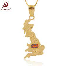 Click To Buy Athenaa The United Kingdom Of Great Britain And Northern Ireland Map Pendant Gold Color Uk England Flag Flag Charm England Flag Map Pendant