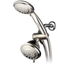 Hotel Spa 42 Spray 4 In Dual Shower Head And Handheld Shower Head In Nickel 21466 Shower Heads Multiple Shower Heads Dual Shower Heads
