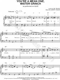 Glee Cast You Re A Mean One Mr Grinch Sheet Music Easy Piano In D Minor Transposable Download Print Clarinet Sheet Music Trumpet Sheet Music Flute Sheet Music