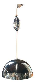 1970s Lightolier Modern Chrome Pendant Light Fixture Chairish