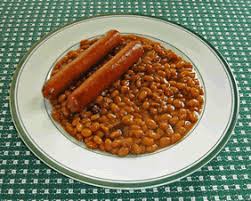 Baked bean and hot dog casserole. Gluten Freen Hot Dogs Baked Beans