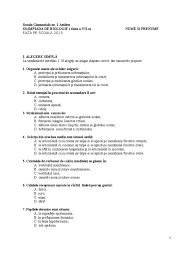 Subiecte olimpiada matematica clasa 7 etapa pe scoala. Olimpiada De Biologie 2016