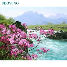 Sdoyuno Frame Diy Painting By Numbers Kits Mountain Landscape Acrylic Paint By Numbers Unique Gift For Home Decor Wall Artwork Paint By Number Aliexpress