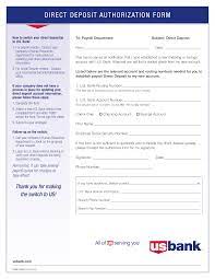 There may be a fee for this service. Free U S Bank Direct Deposit Authorization Form Pdf Eforms