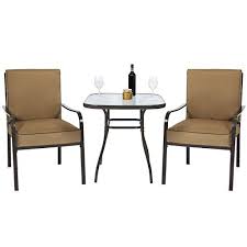 Cheap Best Choice Products 3pc Outdoor Patio Bistro Set W Glass Top Table 2 Chairs W Cushions Glass Top Table Patio Furniture Sets Outdoor Bistro Set