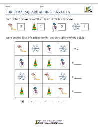 Younger children will love the counting practice and word to picture matching worksheets, while slightly older kids will enjoy the missing letter and word scramble worksheets. Math Christmas Worksheets First Grade