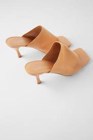 Heeled Soft Leather Square Toe Mules Zara United States Leather High Heels Leather Mules Leather