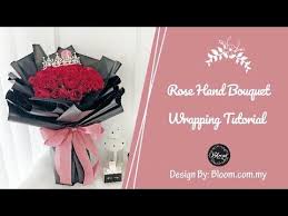 How To Wrap A Rose Hand Bouquet Flower Wrapping Technique Ideas Red Roses With Crown Bouquet Youtube In 2020 Hand Bouquet How To Wrap Flowers Bouquet