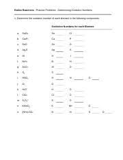 Use the rules for assigning oxidation numbers to determine the oxidation number assigned to each element in each of the given chemical formulas. 07 Finding Oxidation Numbers Worksheet Doc Redox Reactions Practice Problems Determining Oxidation Numbers 1 Determine The Oxidation Number Of Each Course Hero