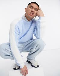 If you continue we assume that you consent to receive all cookies on all asos websites. Asos Design Knit Set Side Stripe Sweater In Pastel Blue Blues Modesens