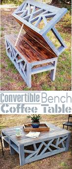 Outdoor Convertible Coffee Table And Bench Table Basse Convertible Banc De Menuiserie Et Diy Autour Du Bois