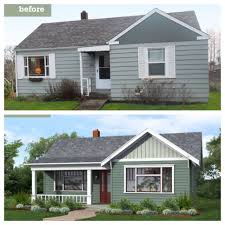 Before And After Curb Appeal Add Front Porch Expand Windows Create Curvy Walkway Add Overhang To Roo Home Exterior Makeover Facade House House Exterior