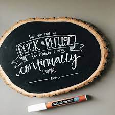 Diy Chalkboard Paint On Wood Slice With Chalk Pen Lettering Diy Chalkboard Paint Wood Diy Hand Lettering Practice