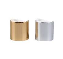 24/410 Shiny Silver Aluminum Disc Top Cap with White Top