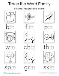 Trace The Word Family In Words Worksheet Education Com Word Families Vocabulary Worksheets Words