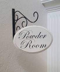 Antique White Lightly Distressed Https Www Etsy Com Listing 294720931 Powder Room Sign Bath Sign Farmhouse Powder Room Signs Room Signs Powder Room