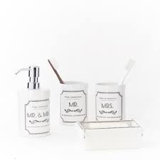 Distributeur De Savon En Ceramique Blanche Mr Mrs Pas Cher Achat En Ligne Zodio