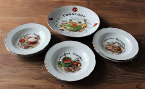 Service A Couscous En Porcelaine Comprenant 5 Assiettes Etsy Couscous Plat Creux Couscous Tunisien