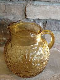 Set of 2 anchor hocking thousand line clear glass relish dishes. Milano Honey Gold Anchor Hocking Pitcher Lido Ball Shape Vintage Amber Glass 4264 Vintage Glass Pitchers Glass Colored Glassware