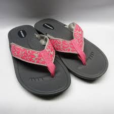 Okabashi Sandals Women Indigo Flip Flops In Slate Pink Floral Cabaline