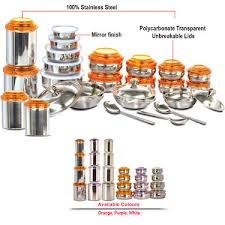 We have all the commercial cookware you need to run your kitchen and prepare each item on your menu. Buy Kitchen Queen 43 Pcs Coloured Stainless Steel Storage Set Online At Best Price In India On Naaptol Com