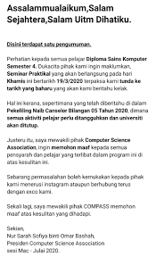 (dahulu dikenali sebagai diploma sains komputer). Compass Uitm Johor A Twitter Cuti Cuti Ni Jaga Akademik Baik Baik