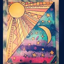 Sun And Moon Canvas Hippie Art Art Painting Trippy Painting Stylized solar system, moon phases, orbits of planets, energy circle. sun and moon canvas hippie art art