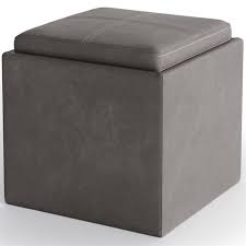 Maybe you would like to learn more about one of these? Simpli Home Rockwood Square Faux Leather Storage Ottoman With Tray In Slate Gray Axcot 254 Dgs