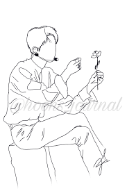 The Boyz Younghoon Line Art Linjeteckning