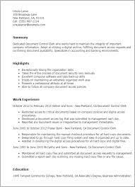 Accountingmicrosoft officebudgetingforecastingfinancial reportingauditingattention to detailwritten and verbal. Document Control Clerk Templates Myperfectresume