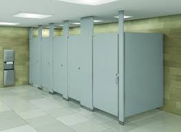 Various materials are available, including baked enamel steel, stainless steel, phenolic, plastic laminate, and solid plastic polymer. Privacy Bathroom Partitions By Mills Rex Williams