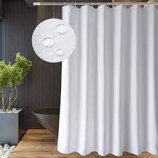 Goodgram extra long heavy duty vinyl shower curtain liners. Eurcross White Extra Long Shower Curtains 180x220cm Drop Mould Proof Resistant And Waterproof Fabic Shower Curtain For Bathroom With 12pcs Hooks Buy Online In Maldives At Maldives Desertcart Com Productid 53670553