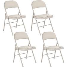 Giantex Set Of 4 Folding Chairs Steel Pu Portable Home Garden Office Furniture Beige Read More Reviews Of The Produ Folding Chair Portable House Steel Chair