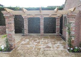 Oak Pergola With Brick Pillars Brick Pillars Pergola Plans Pergola