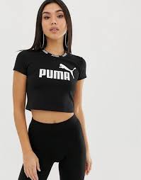 Black Adidas Crop Tops For Girls Puma Amplified Taped Black Crop Top Crop Top Outfits Crop Top Outfits Classy Puma Outfit