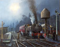 To School On A Foul Morning Train Art Railroad Art Great Western Railway