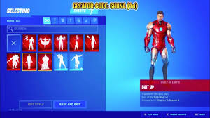 Iron man is the top skin on the fortnite season 4 battle pass. All New Emotes In Season 4 Fortnite Built In Hero Emotes Iron Man Suit Up Emote Youtube