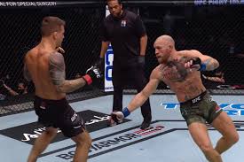 .fight during the ufc 257 event inside etihad arena on ufc fight island on january 23, 2021 in ufc 257 preliminary card results. Ufc 257 Fight Motion Dustin Poirier Chops Down Conor Mcgregor Before Finish